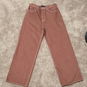 Just Black Denim Walnut Brown Retro Straight Pants